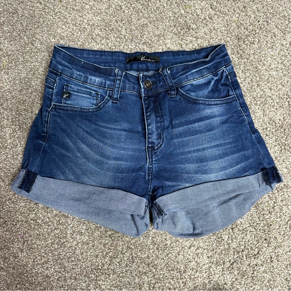 KanCan Dark Blue Cuffed Jean Shorts